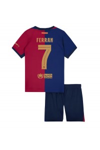 Barcelona Ferran Torres #7 Jalkapallovaatteet Lasten Kotipeliasu 2024-25 Lyhythihainen (+ Lyhyet housut)